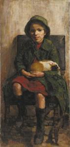 BISSCHOP Sara 1894-1992,A little girl with a guineapig,Christie's GB 2001-01-30