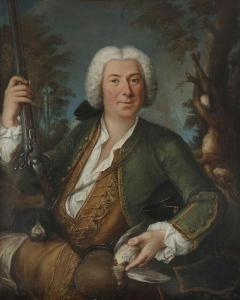 BISSON Jacques François 1828,Portrait d\’un chasseur dans un paysage,Ader FR 2017-06-21