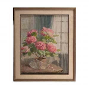 BISSON Lucienne 1880-1942,A potted pink hydrangea in an interior,20th century,Bonhams GB 2022-04-05