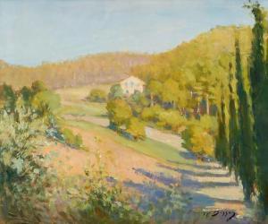 BISSON Lucienne 1880-1942,A summer landscape with cypress trees,Bonhams GB 2020-10-20
