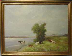 BITKHOLM V.,Kühe auf einer Weide am Flußufer,Horster DE 2009-10-31