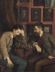 BITTERLICH Eduard 1834-1872,A game of chess, thought to be the brothers Bitter,Christie's 2014-11-25