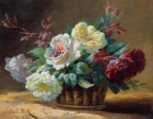 BIVA Paul 1851-1900,Roses in a basket,Galerie Koller CH 2017-03-31