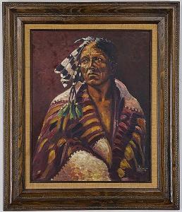 BIXBEE William Johnson 1850-1921,Portrait of a Native American,Susanin's US 2017-05-24