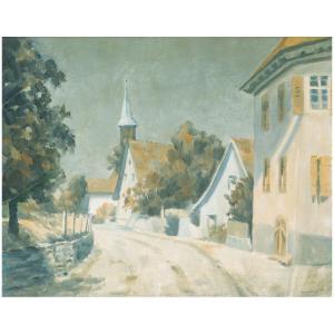 BIZER Emil 1881-1957,Niederweiler mit Kirche (Niederweiler with church),1940,Kaupp DE 2022-11-26