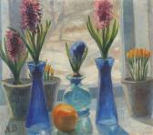 BJERRE Kristen 1869-1943,Still life with hyacinths and crocus,Bruun Rasmussen DK 2019-08-13