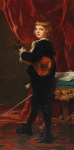 BJORKSTEN Ferdinand 1835-1897,Figure portrait of a young violinist,1885,Palais Dorotheum 2015-09-10