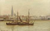 BJORN Christian Aleth 1859-1945,A view of Antwerp harbour,1890,Christie's GB 2004-02-03
