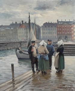 BJULF Soren Christian,View from Gl. Strand in Copenhagen with boats and ,Bruun Rasmussen 2024-04-01