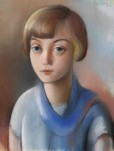 BLØNDAHL Gunnlaugur 1893-1962,Girl's portrait,1928,Bruun Rasmussen DK 2020-08-04