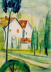 BLüMEL Walter 1921-1997,Landschaft mit Häusern,1960,Nagel DE 2017-11-15