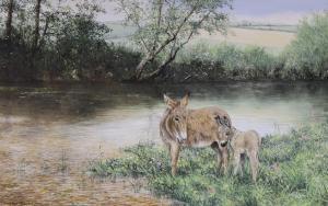 BLACK Geoffrey Campbell 1925,Donkey's beside a river,Gorringes GB 2023-02-13