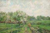 BLACK Olive Parker 1868-1948,Farm Landscape in Spring,Shannon's US 2004-05-06