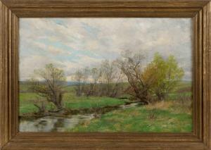 BLACK Olive Parker 1868-1948,Stream through a meadow,Eldred's US 2022-04-08