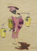 BLACKMORE Katie 1890-1957,Woman carrying two lamps,Rosebery's GB 2019-02-12