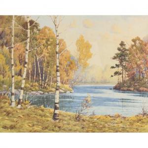 BLACKWOOD William Gardner 1890,RIVER BIRCHES IN THE FALL,Waddington's CA 2020-03-14