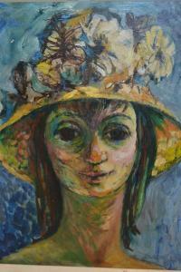 BLAIN Iris 1918,portrait of a girl wearing a floral hat,1966,Lawrences of Bletchingley GB 2019-01-29
