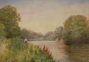 BLAIR Gabriel,A river landscape with children fishing,1920,Fieldings Auctioneers Limited 2018-09-01
