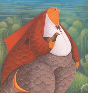 BLAISE André 1961,Fish and a chicken,1989,Aspire Auction US 2019-04-13