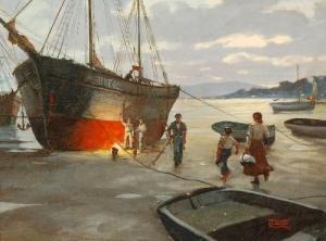 BLAKESLEE Frederick 1898-1975,Harbour scene by moonlight,Fieldings Auctioneers Limited GB 2013-10-05