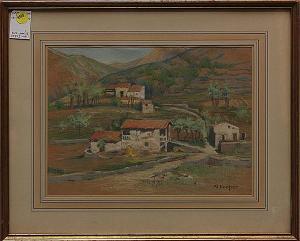 BLAKESLEE HOOPER Annie 1861-1945,"Old French Village,Clars Auction Gallery US 2013-03-16