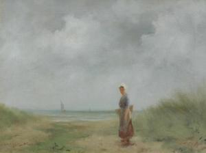 BLAKESLESS Warren 1800-1900,Dutch Girl Posing by the Seashore,Burchard US 2014-10-19