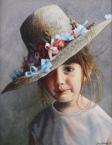 BLAKEY John A 1952,YOUNG GIRL IN A SUMMER STRAW HAT,Ross's Auctioneers and values IE 2021-05-19