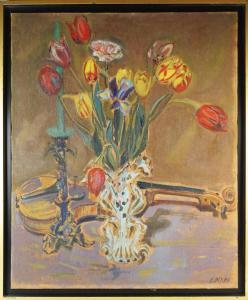 BLANC Charles 1896-1966,Nature morte aux tulipes et au violon,Ruellan FR 2022-01-15