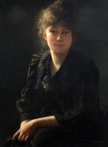 BLANCHE BERTHOUD,Portrait of a lady wearing a black dress,Gorringes GB 2014-02-05