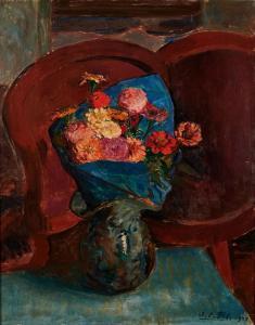 BLANCHE Jacques Emile 1861-1942,Vase de Zinnias,1922,Osenat FR 2024-03-24