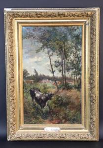 BLANCHON Emile Henri 1845,"Jeune taureau derrière la ferme",Auxerre Enchères FR 2021-06-06