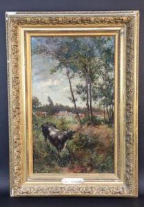 BLANCHON Emile Henri 1845,Jeune taureau derrière la ferme,Auxerre Enchères FR 2022-03-17