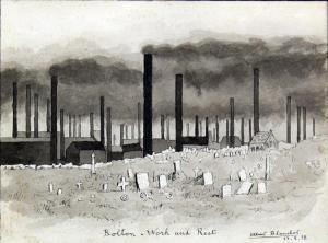 BLANCHOT Albert,"Bolton - Work and Rest" - View of graveyard and f,Canterbury Auction GB 2013-10-08