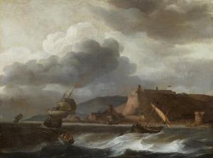 BLANCKERHOFF Jan Theunisz Blankof 1628-1669,Ships in Rough Seas off the Coast,Lempertz DE 2022-05-21
