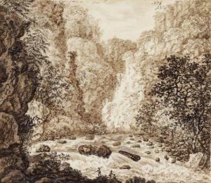 BLANK Johann Leonhard 1710-1725,Wasserfall der Bode im Harz,Ketterer DE 2009-04-28