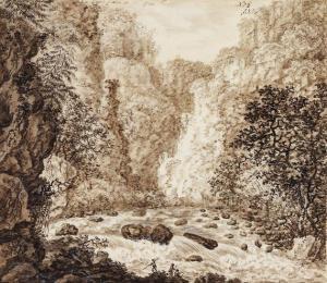 BLANK Johann Leonhard 1710-1725,Wasserfall der Bode im Harz,Ketterer DE 2008-10-24