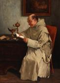BLANKENSTEIN August 1876-1931,A reading monk in an interior,Bruun Rasmussen DK 2021-04-19