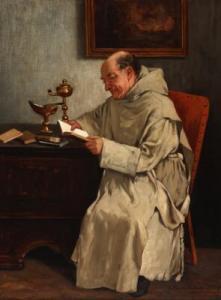 BLANKENSTEIN August 1876-1931,A reading monk in an interior,Bruun Rasmussen DK 2021-04-19