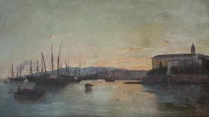 BLASCO Jose Ruiz 1838-1913,Crepúsculo en el puerto de Málaga,Subastas Segre ES 2017-02-14