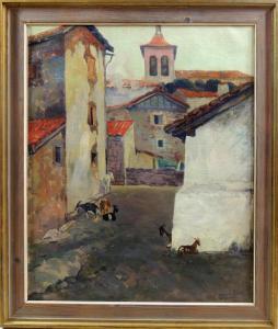 BLAT Higinio 1900-1900,Calle de aldea con cabras,Arce ES 2017-07-12