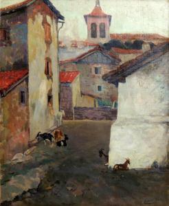 BLAT Higinio 1900-1900,Calle de aldea con cabras,Arce ES 2017-02-08