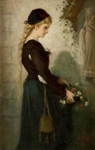 Blattner Andreas,Young woman offers flowers,1898,Hargesheimer Kunstauktionen DE 2018-09-22