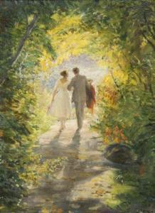 BLAZEK Josef Thomas 1884-1942,A Couple in the Park,1915,Palais Dorotheum AT 2018-05-26