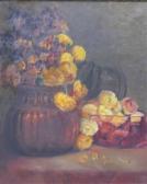 BLEICHER Francisca 1868,Stillleben mit einem Strauß in der Vase und Blüten,Georg Rehm DE 2021-12-09