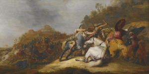BLEKER Gerrit Claesz,A BATTLE ON HORSEBACK WITH ARMOURED SOLDIERS AND S,1635,Sotheby's 2015-07-09