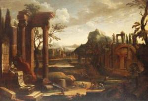 BLENDINGER Georg 1667-1741,Paisaje con ruinas clásicas,Sala Retiro ES 2006-12-01