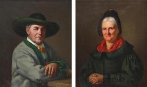 BLESS Johann Peter 1825-1880,A pair of portrait of a married couple,1858,Bruun Rasmussen 2024-04-08