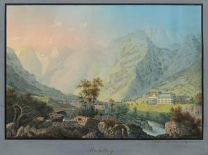 BLEULER Johann Ludwig, Louis 1792-1850,Stachelberg Bad im Kanton Glarus,Galerie Koller CH 2022-09-23