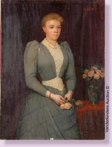 BLEYE de Jules 1846-1901,Portrait d'une dame de qualité tenant des roses,VanDerKindere BE 2009-10-13