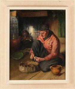 BLEYS Adrianus C., Adri 1877-1964,Volendam fisherman peels potatoes,Twents Veilinghuis NL 2019-10-04